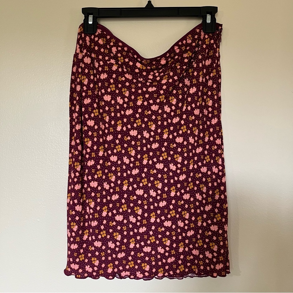 Free People IRL Mini Skirt Floral Print Plum Combo Size 8 - Picture 2 of 5